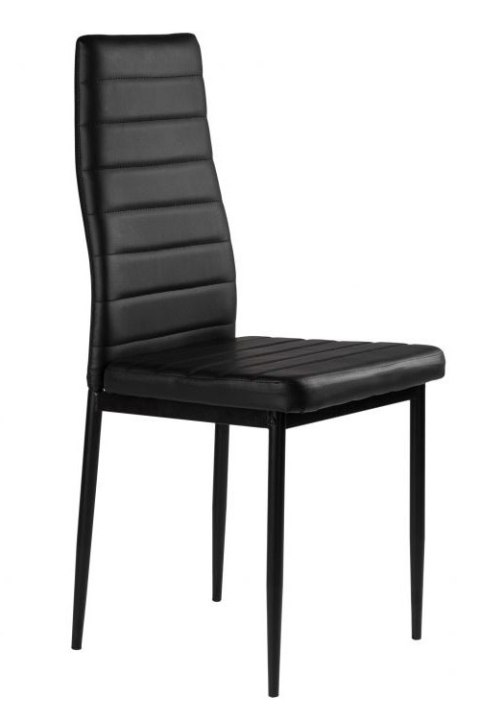 ZESTAW KRZESEŁ DO JADALNI SALONU Z EKOSKÓRY 4 SZTUKI WYSOKIE OPARCIE CZARNE MODERNHOME