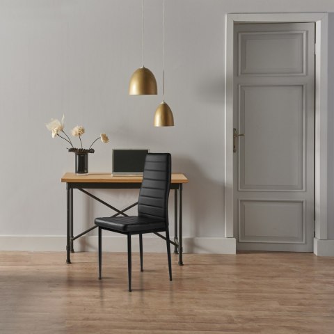 ZESTAW KRZESEŁ DO JADALNI SALONU Z EKOSKÓRY 4 SZTUKI WYSOKIE OPARCIE CZARNE MODERNHOME