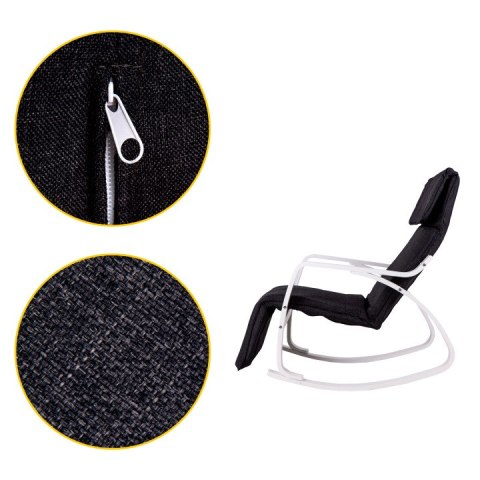 FOTEL BUJANY REGULOWANY PODNÓŻEK BIAŁO CZARNY MODERNHOME