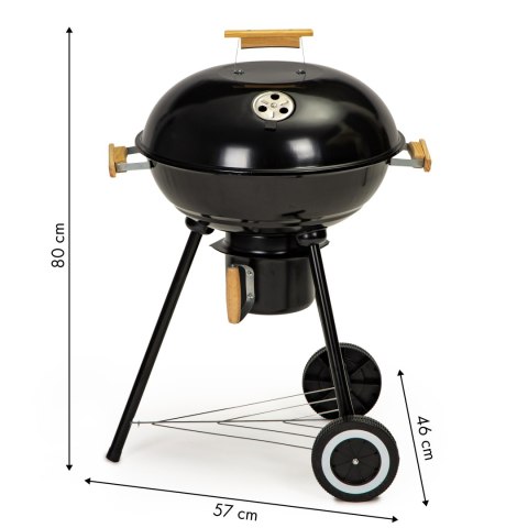 GRILL OGRODOWY Z POKRYWĄ POPIELNIK METALOWA PÓŁKA KOŁA TRANSPORTOWE MULTIGARDEN
