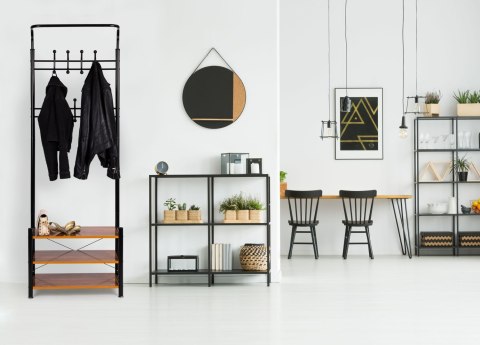 WIESZAK STOJĄCY 18 HAKÓW Z PÓŁKAMI NA BUTY MODERNHOME