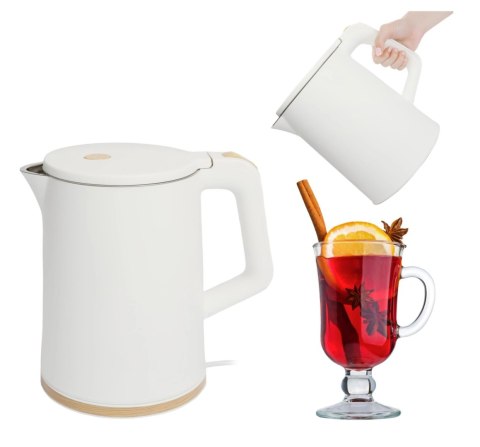 CZAJNIK ELEKTRYCZNY BEZPRZEWODOWY TURYSTYCZNY 1500 W 1.2 L OBROTOWY BIAŁY