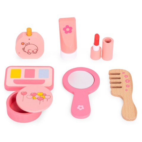 DREWNIANA TOALETKA DLA DZIECI Z LUSTREM I SZUFLADĄ 7 AKCESORIÓW ECOTOYS