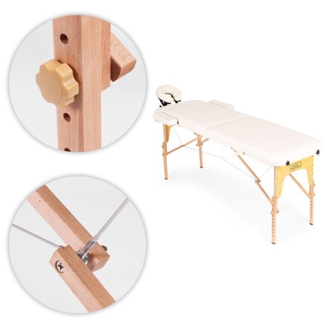 DREWNIANY STÓŁ DO MASAŻU I REHABILITACJI 2-SEGMENTOWY SKŁADANY W WALIZKĘ + TORBA MODERNHOME