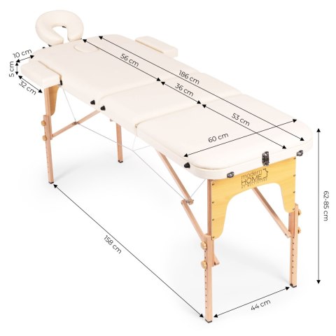 DREWNIANY STÓŁ DO MASAŻU I REHABILITACJI 3-SEGMENTOWY SKŁADANY W WALIZKĘ + TORBA MODERNHOME