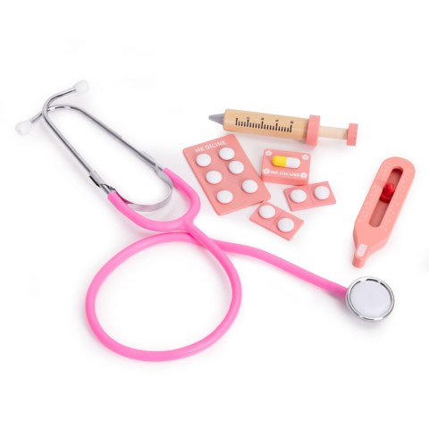 DREWNIANY ZESTAW MAŁEGO LEKARZA TORBA MEDYCZNA DLA DZIECI 24 ELEMENTY ECOTOYS