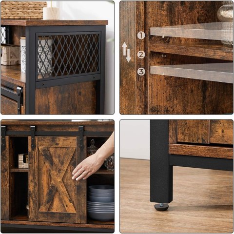 KOMODA SZAFKA DO SYPIALNI SALONU PRZEDPOKOJU PRZESUWNE DRZWICZKI REGULOWANE PÓŁKI RUSTYKALNY BRĄZ