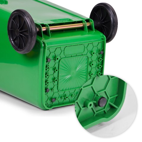 KOSZ NA SMIECI POJEMNIK 120L KUBEŁ ŚMIETNIK ZIELONY SZKŁO GUMOWE KOŁA