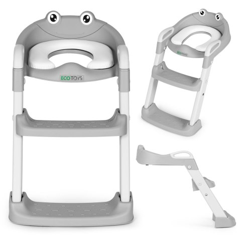 NAKŁADKA NA TOALETĘ DLA DZIECI ZE SCHODKAMI I DRABINKĄ SZARA ECOTOYS