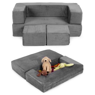 SOFA MODUŁOWA SKŁADANA DLA DZIECI DIY 4 MIĘKKIE PODUCHY - SZARA ECOTOYS