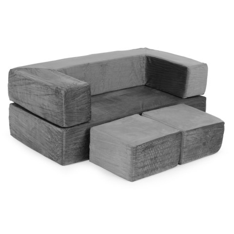 SOFA MODUŁOWA SKŁADANA DLA DZIECI DIY 4 MIĘKKIE PODUCHY - SZARA ECOTOYS