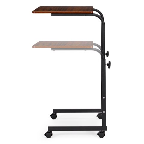 STOLIK POD LAPTOPA Z KÓŁKAMI BIURKO DOSTAWIANE DO FOTELA KANAPY CIEMNY BRĄZ MODERNHOME