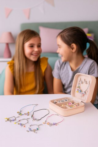 ZESTAW DO ROBIENIA BRANSOLETEK NASZYJNIKÓW CHARMSY KORALIKI 66 ELEMENTÓW + ORGANIZER I TORBA