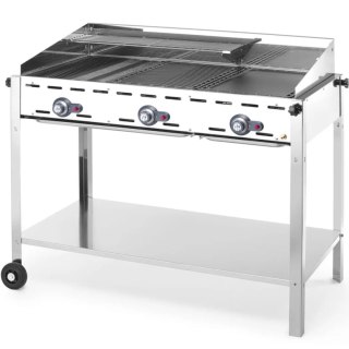 Grill gazowy "Green Fire" 3 palniki 17,4kW z osłoną i półką - Hendi 149591