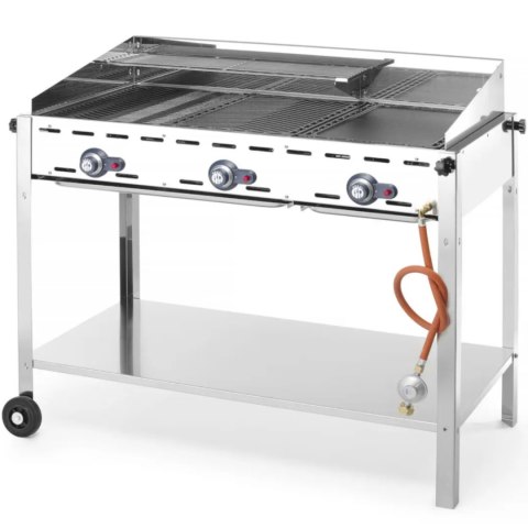 Grill gazowy "Green Fire" 3 palniki 17,4kW z osłoną i półką - Hendi 149591