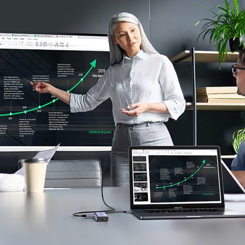 HUB Adapter USB-C - USB-A / HDMI / RJ45 / czytnik kart SD i TF / USB-C PD 100W - szary