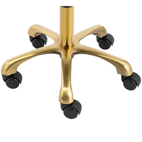 Krzesło taboret hoker kosmetyczny z oparciem na kółkach do 150 kg GELA beżowo złoty