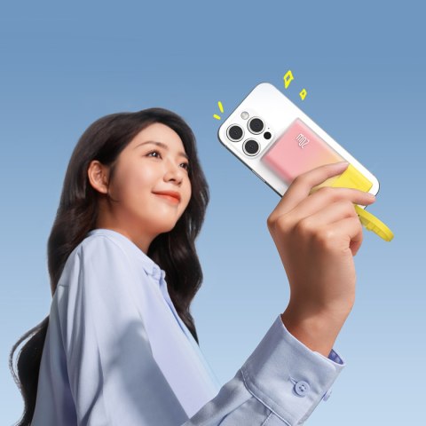 Powerbank Popsicle 5200mAh 20W z kablem Lightning 60W/20V/3A/30cm - zółto-różowy