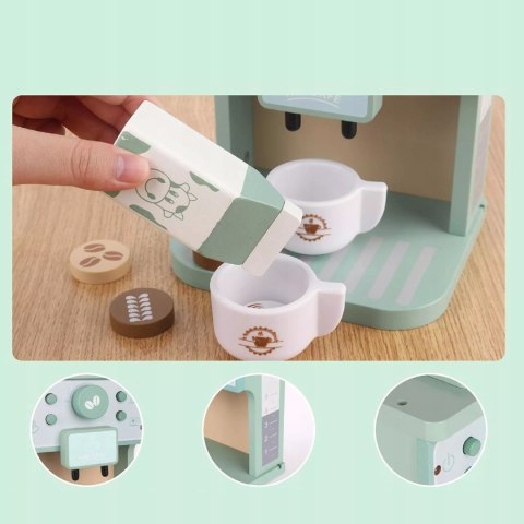 Drewniany ekspres do kawy dla dzieci z akcesoriami