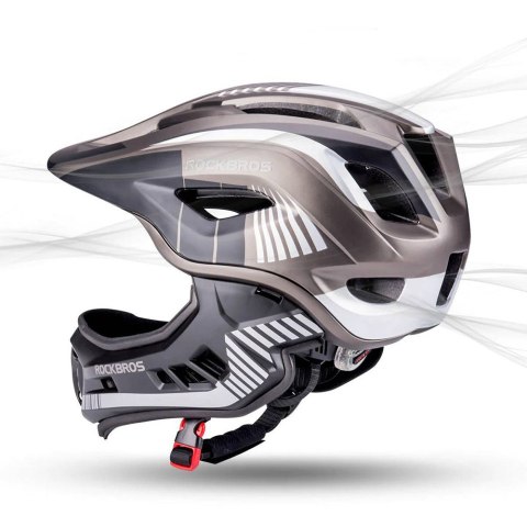 Kask rowerowy dziecięcy z odpinaną szczęką rozmiar S - szary