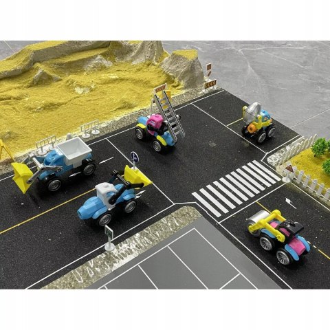 Klocki Magnetyczne Pojazdy Budowlane Drogowe Komplet Zestaw 6 pojazdów