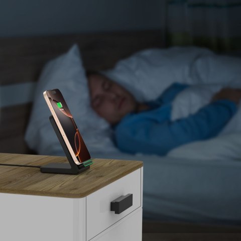 Ładowarka bezprzewodowa stojak do smartfona 15W - czarna