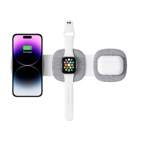 Ładowarka indukcyjna 3w1 na smartfon Apple Watch AirPods MagSafe - szara