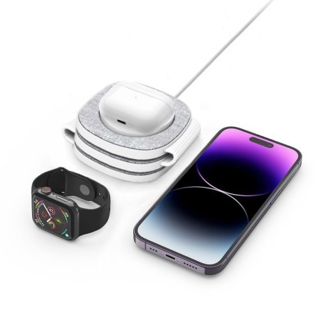 Ładowarka indukcyjna 3w1 na smartfon Apple Watch AirPods MagSafe - szara
