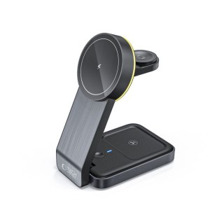 Ładowarka indukcyjna 3w1 ze stojakiem na smartfon Apple Watch AirPods MagSafe - czarna