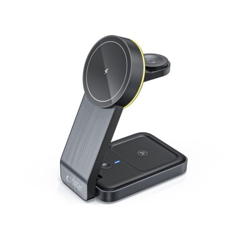 Ładowarka indukcyjna 3w1 ze stojakiem na smartfon Apple Watch AirPods MagSafe - czarna