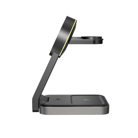 Ładowarka indukcyjna 3w1 ze stojakiem na smartfon Apple Watch AirPods MagSafe - czarna