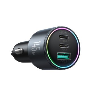 Ładowarka samochodowa USB-A USB-C z kablem 145W - ciemnoszara