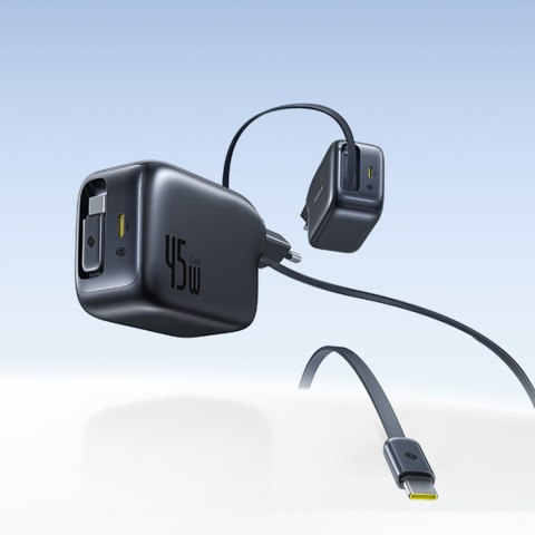 Ładowarka sieciowa USB-C ze zwijanym kablem USB-C EnerCore CJ11 45W - czarna