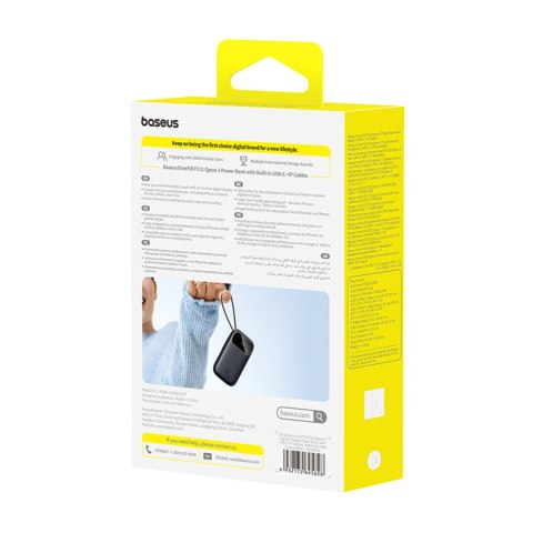 Powerbank 10000mAh 45W z kablami USB-C iPhone Lightning EnerFill FC31 - czarny