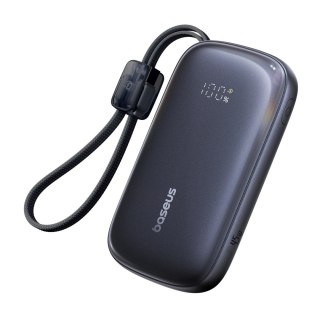 Powerbank 10000mAh 45W z kablem smyczą EnerFill FC21 Qpow 3 Ultra - czarny