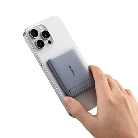 Powerbank ultracienki 5000mAh z podstawką kablem PicoGo AM31 Qi2 MagSafe 20W - szary