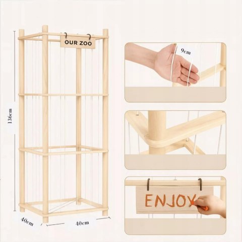 Regał na Pluszaki Organizer na Zabawki Drewniany Stojak Kosz Pojemnik