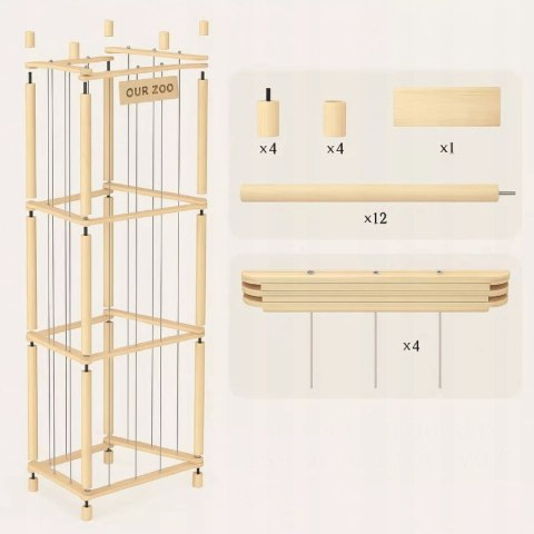 Regał na Pluszaki Organizer na Zabawki Drewniany Stojak Kosz Pojemnik