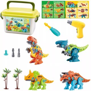 Zestaw Klocków konstrukcyjnych Dinozaury Wkrętarka na baterie i Śrubokręt