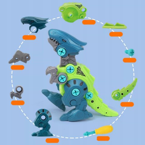 Zestaw Klocków konstrukcyjnych Dinozaury Wkrętarka na baterie i Śrubokręt