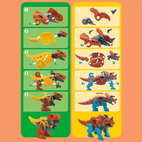 Zestaw Klocków konstrukcyjnych Dinozaury Wkrętarka na baterie i Śrubokręt