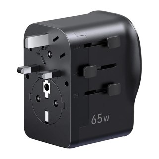 Adapter sieciowy podróżny z ładowarką USB-C USB-A 65W - czarny