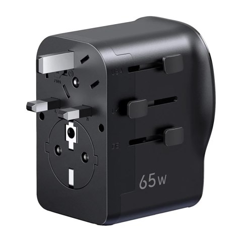 Adapter sieciowy podróżny z ładowarką USB-C USB-A 65W - czarny