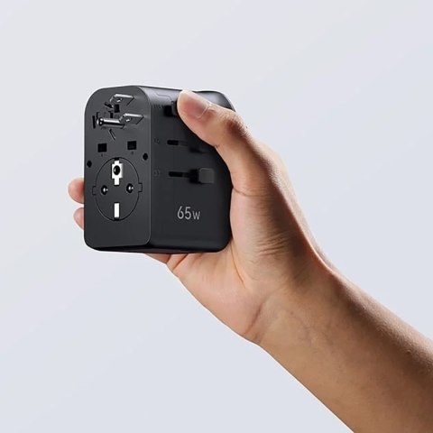 Adapter sieciowy podróżny z ładowarką USB-C USB-A 65W - czarny