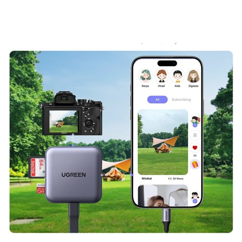 Czytnik kart pamięci z ładowarką magnetyczny 3w1 100W PD - szary