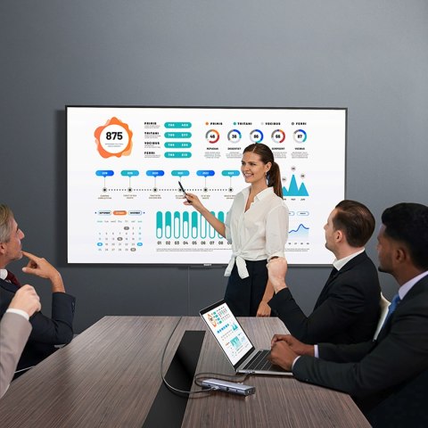 HUB rozdzielacz 10w1 USB-C na USB-C USB-A HDMI Ethernet SD TF minijack - szary