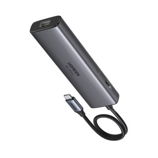 HUB rozdzielacz 6w1 USB-C na HDMI USB-C USB-A Ethernet - szary