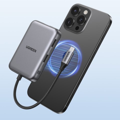 HUB rozdzielacz 7w1 USB-C na HDMI USB-C USB-A SD TF - szary