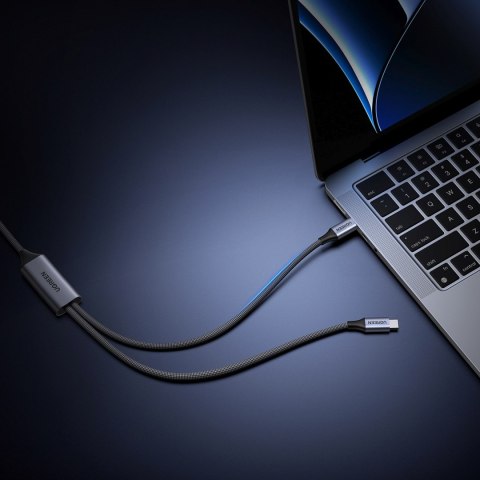Kabel przewód 2w1 do szybkiego ładowania transmisji USB-C - 2xUSB-C PD 140W 2m - czarny