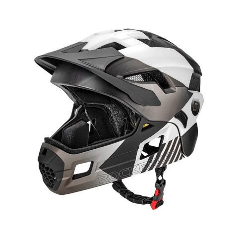 Kask rowerowy dziecięcy z odpinaną szczęką rozmiar M 54-57cm - szary